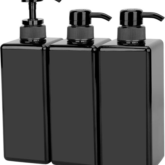 3pc Large plastic pump bottle soap dispensers black 22oz/650ml - Picture 2 of 2